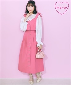 大きいサイズ 薔薇ボタンフレアスカート marun