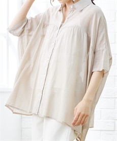 大きいサイズ　綿１００％シルクボイル半袖ワイドシャツ（OtonaSMILE）