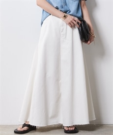 大きいサイズ 綿100％デニムフレアマキシスカート シックスタイル