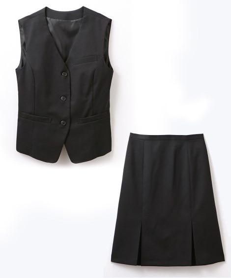 ベストスーツ（ベスト＋ボックスプリーツスカート）（防汚加工。抗菌消臭テープ付） 事務服・ベストスーツ