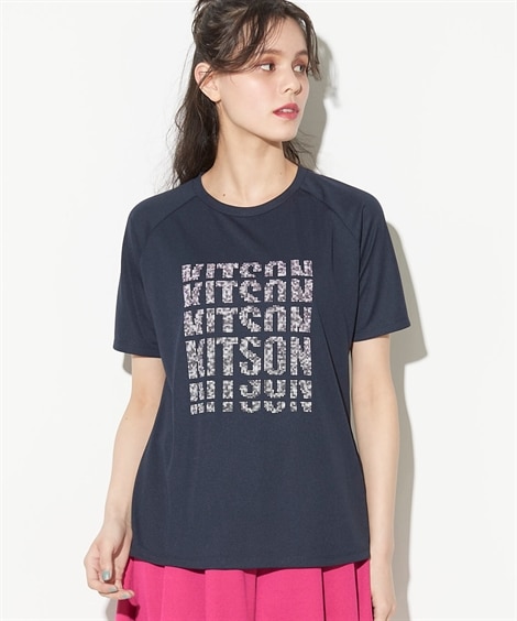 大きいサイズ ロゴプリント半袖Tシャツ／KITSON（UVカット・吸汗速乾 