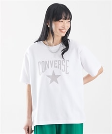 大きいサイズ　ブランドロゴプリント五分袖ビッグTシャツ（コンバース）