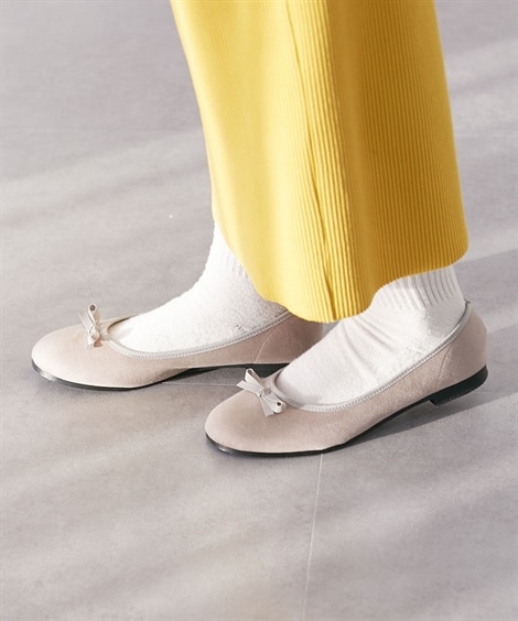 【ゆったり幅広】日本製 はっ水バレエシューズ（ワイズ４Ｅ）(26. 0cm/4E)(グレーベージュ/グレー/ベージュ) (シューズ（フラットシューズ・その他）/靴(レディースシューズ)・バッグ・アクセサリー)
