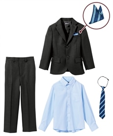 【卒園　入学】フォーマルスーツ５点セット（ジャケット+シャツ+ロングパンツ+ネクタイ+ポケットチーフ）（男の子　子供服）