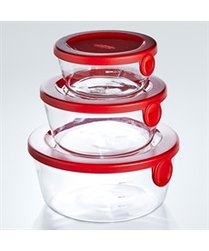 【HARIO】耐熱ガラス製保存容器　丸型3個セット【日本製】　キッチン