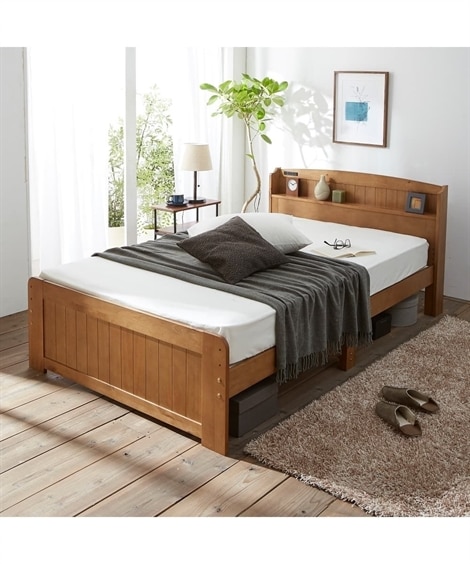 天然木パイン材高さが変えられる宮付ベッド すのこベッド・畳ベッドと題した写真