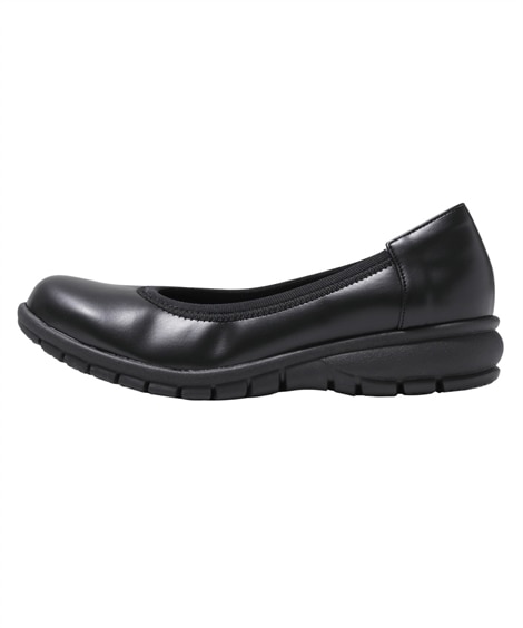 ＜ニッセン＞ RAKUNA カラー整体シャーリングバレエCS(24. 0cm)(ブラック) (コンフォートシューズ（健康シューズ）/大きいサイズ有レディース(スマイルランド)・幅広靴)
