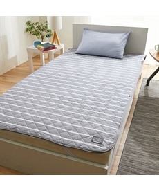 先染め洗いざらしの綿100％敷パッド（ボーダー柄） 敷きパッド・ベッドパッドの商品画像