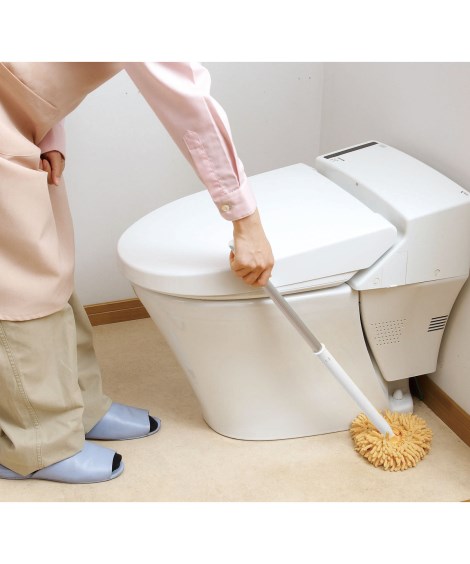 隙間もスイスイ！マイクロファイバー床モップ（モップ２個付） トイレ掃除・汚れ防止用品