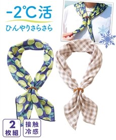 【ＷＥＢ限定】マイナス２℃活 リング付きひんやりスカーフ２枚組（接触冷感）
