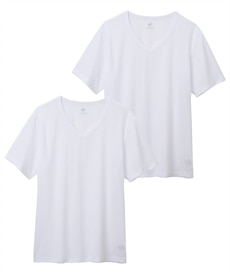 【lecoq（ルコックスポルティフ）】裏メッシュV首 半袖シャツ２枚組（男の子　子供服・ジュニア服）