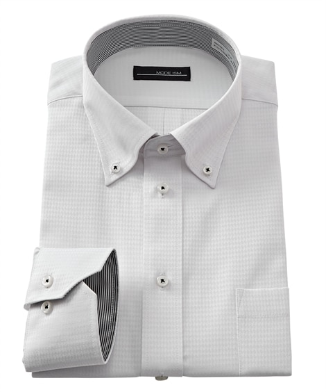 衿裏の汚れが目立ちにくい！形態安定デザイン長袖ワイシャツ（ボタンダウン）(4L(首47裄88))(ホワイト) (ワイシャツ/メンズファッション/紳士服)
