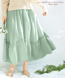 大きいサイズ 綿１００％裾イレギュラーヘムふんわりロング丈スカート（ゆったりヒップ）（アースミュージックアンドエコロジーホワイトレーベル）