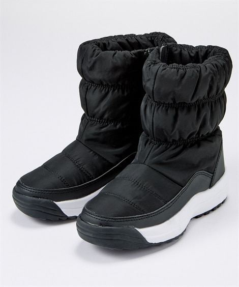 moz（モズ）はっ水防滑キルティングブーツ（ワイズ４Ｅ）(26. 0-26. 5cm/4E)(黒) (ブーツ・ブーティ/靴(レディースシューズ)・バッグ・アクセサリー)の画像