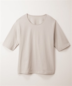 【シニアファッション】日本製・綿100％5分袖クルーネックTシャツ