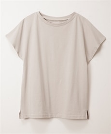 【シニアファッション】上質素材の日本製フレンチ袖ボートネックTシャツ