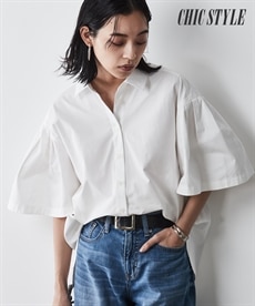 大きいサイズ 綿１００％ボリュームスリーブシャツ シックスタイル