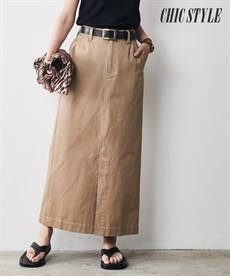 大きいサイズ 綿100％ロングスリットマキシタイトスカート シックスタイル