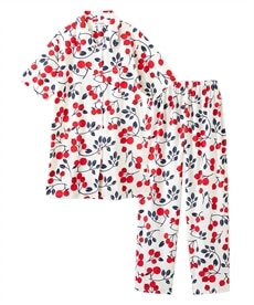 夏の綿100％パジャマ　薄手がうれしいおしりすっぽり半袖シャツパジャマ