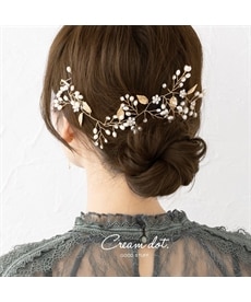 【Creamdot.】煌めくメタルリーフのワイヤーフラワーヘッドドレス