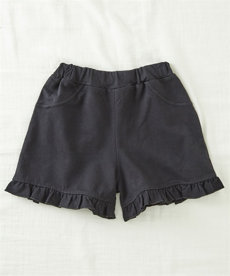 裾フリルショートパンツ(120cm)(黒) (パンツ・ズボン/子供服・子供用品・キッズ)