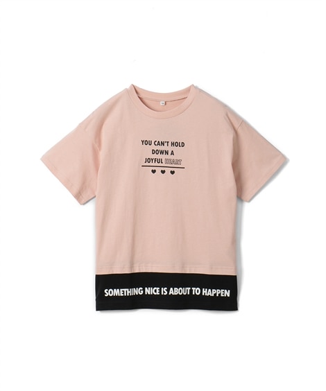 切替プリントTシャツ(160cm)(スモーキーピンク/ピンク) (Tシャツ・カットソー/子供服・子供用品・キッズ)