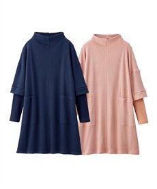 【シニアファッション】すっきり体型カバーチュニック２色組