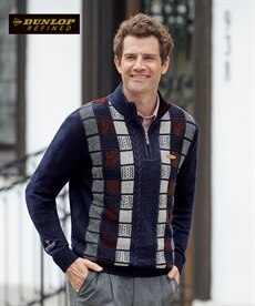 【シニアファッション】〈ダンロップ・リファインド〉ぬくもりのモールジャガードセーター