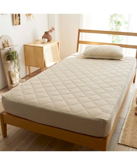 綿１００％タオル地ボックスシーツ一体型敷きパッド (敷きパッド・ベッドパッド/カーテン・ラグ・寝具)