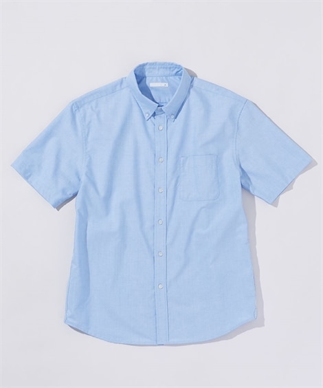 形態安定オックスフォードボタンダウン半袖シャツ（肩まわり・お腹ゆったり）（消臭テープ付）(8L)(ブルー) (カジュアルシャツ/メンズファッション/紳士服)