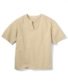 オーバーサイズ麻混５分袖スキッパーシャツ