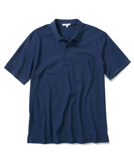 半袖カノコポケット付ポロシャツ（お腹ゆったり）(3L)(ネイビー) (ポロシャツ/メンズファッション/紳士服)