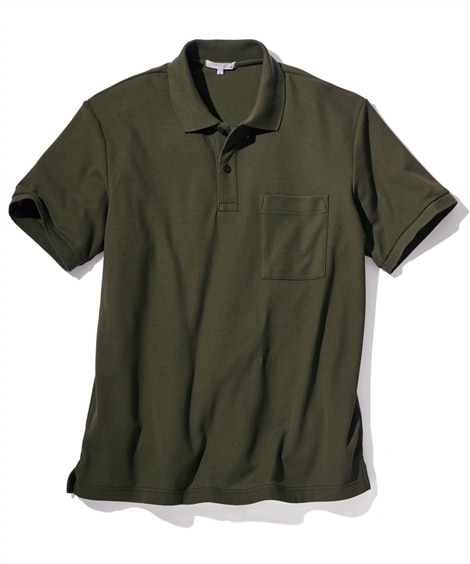 半袖カノコポケット付ポロシャツ（お腹ゆったり）(6L)(カーキ) (ポロシャツ/メンズファッション/紳士服)