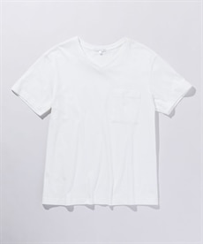 綿１００％ポケット付Vネック半袖Tシャツ（お腹ゆったり）