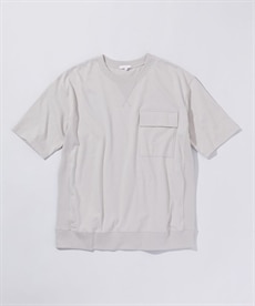 リブ付ミドルウェイト綿１００％オーバーサイズ５分袖ポケット付Tシャツ