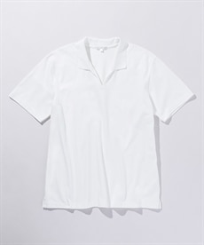 綿１００％スキッパー半袖ポロシャツ（お腹ゆったり）