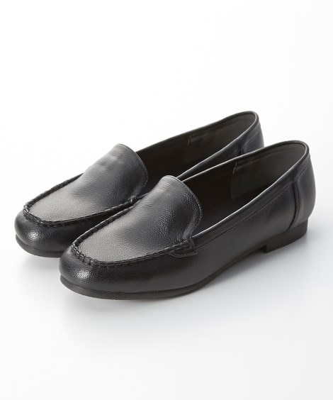【ゆったり幅広】シンプルモカシンシューズ（低反発中敷）（選べるワイズ）(23. 0-23. 5cm/4E)(黒) (シューズ（フラットシューズ・その他）/靴(レディースシューズ)・バッグ・アクセサリー)