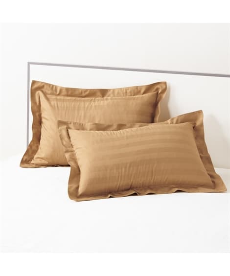綿混サテン地ストライプ柄枕カバー（同色2枚組） 枕カバー・ピローパッドと題した写真