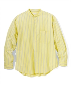 綿１００％オーバーサイズスタンドカラー長袖シャツ