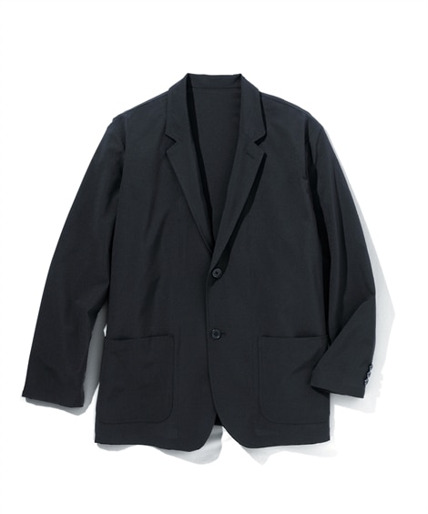 風が通るメッシュストレッチテーラードジャケット（セットアップ可能）(5L)(黒) (ジャケット/メンズファッション/紳士服)
