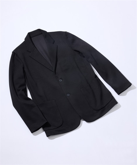 カットソーテーラードジャケット【３L以上お腹ゆったり】(L)(黒) (ジャケット/メンズファッション/紳士服)