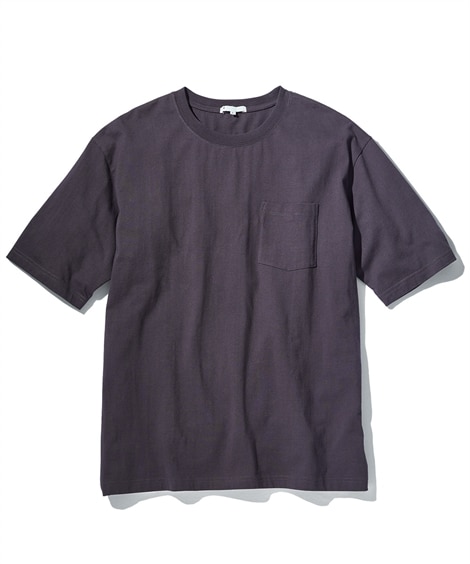 綿１００％ヘビーウェイトオーバーサイズ５分袖Tシャツ（胸ポケット付）(M)(チャコール/チャ) (Tシャツ・カットソー/メンズファッション/紳士服)