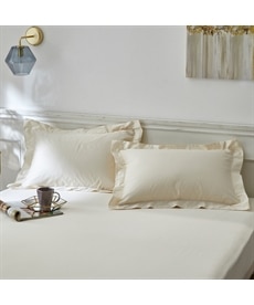 ホテルのような高級感ある綿100％光沢サテン地枕カバー同色2枚組