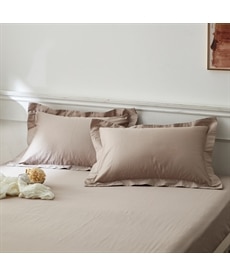 ホテルのような高級感ある綿100％光沢サテン地枕カバー同色2枚組
