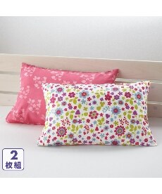 ＜ニッセン＞綿混プリントピローケース同色２枚組（ピンク系小花柄） 枕カバー・ピローパッド