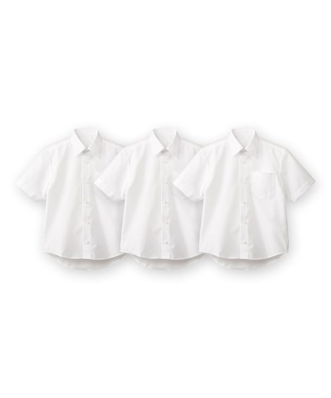＜ニッセン＞ 形態安定・半袖スクールシャツ３枚組(120cm)(白) (フォーマルシャツ・ブラウス・ポロシャツ/子供服・子供用品・キッズ)画像