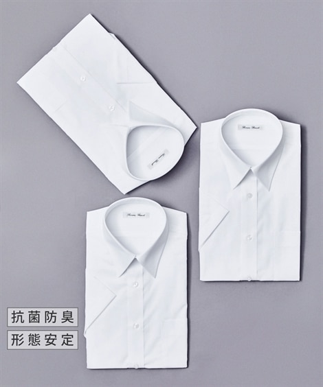 抗菌防臭・形態安定半袖ワイシャツ３枚組（レギュラーカラー）（標準シルエット）（ワイシャツ・カッターシャツ）
